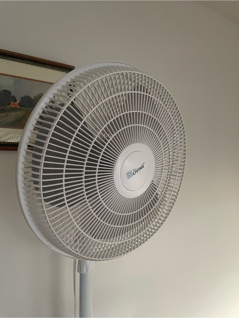 Living White Oscillating Stand Fan